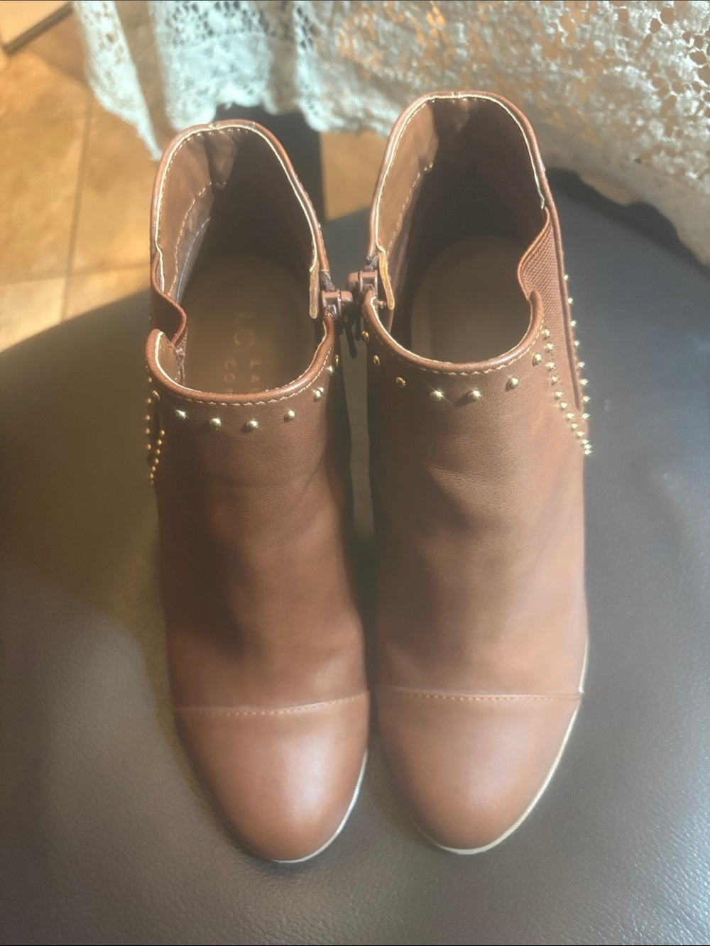 Lauren Conrad Women's Brown Studded Ankle Boots